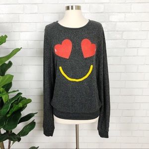 Wildfox Smiling Hearts Baggy Beach Jumper Sz M NEW